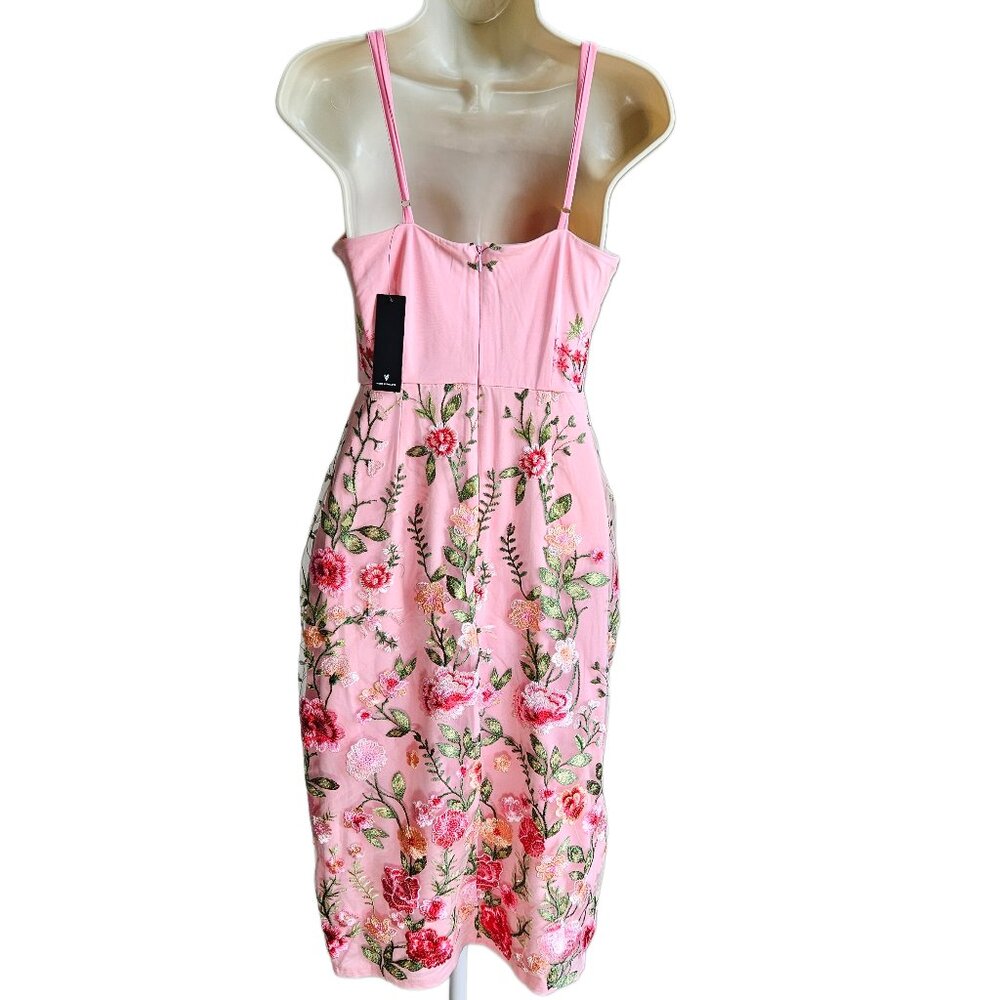 Lulus Blooming For Love Pink Floral Embroidered Midi Dress - NWT, Size Small - Picture 2 of 11
